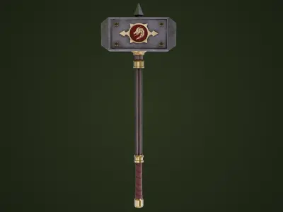 Battle Hammer 01 All PBR Unity UE V-Ray Textures Included  Low-poly 3D model