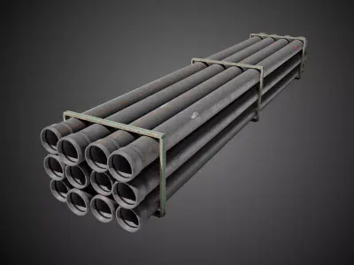  Industrial Pipes Prop Low-poly 3D model