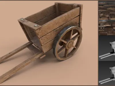 Low-Poly Stylized Cartoony Cart Low-poly 3D model