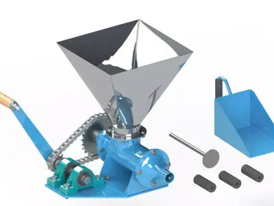 Hand Crank Operated Briquette Machine 3D model