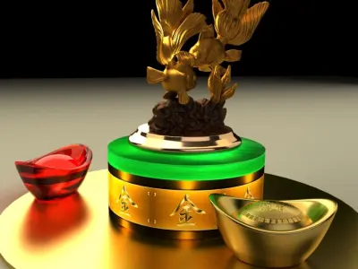 Chinese gold ingot 3D model purchase