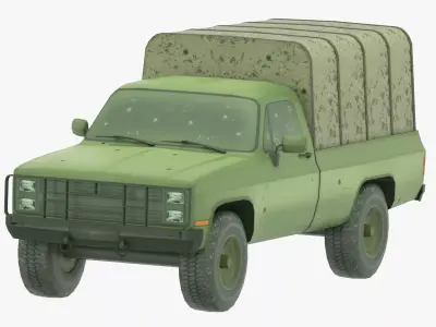 Military Cargo Pickup Truck Vehicle Army Game Ready Low-poly 3D model