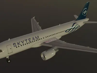Skyteam Airbus a320-214 low poly 3D Model  Low-poly 3D model