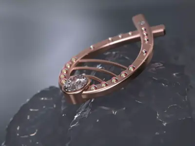 Woman ringstone earring 3D model