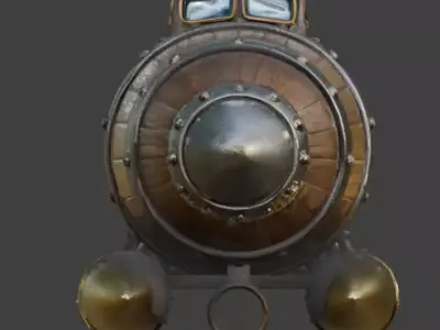Realistic Steampunk Pirate  Submarine  Low-poly 3D model