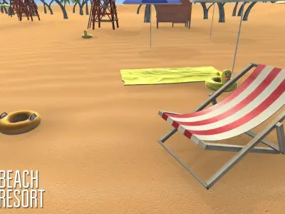 Beach - resort Low-poly 3D model