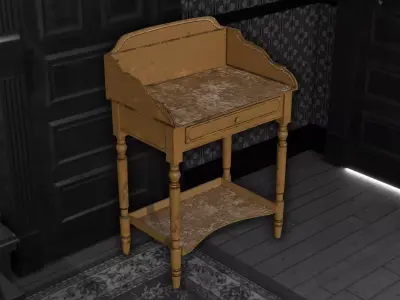  Victorian Painted Wooden Washstand Table with Drawer  Low-poly 3D model