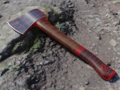 Camp Survival Hatchet Low-poly 3D model
