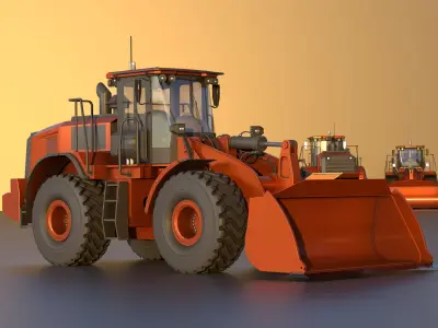 Wheel Loader Copper Brown Low-poly 3D model