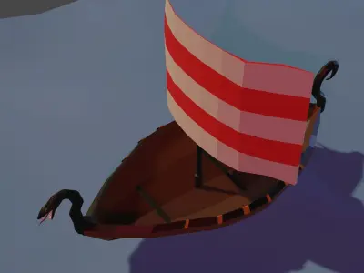 low poly ship viking Free low-poly 3D model