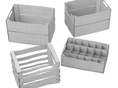 Old Wooden Boxes Low-poly 3D model