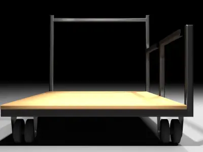 Trolley 5 metal dolly with sheet of paper 3D model