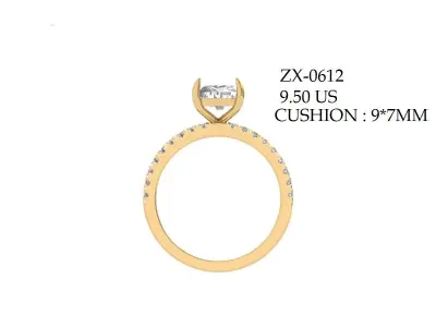 Radiant Solitaire Ring 3D print model 8