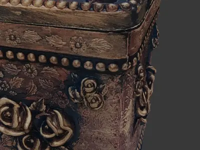 Ornate Vintage Jewelry Box Low-poly 3D model