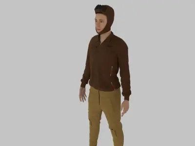 Fighter Pilot WW2 Low-poly 3D model