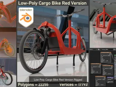 Low-Poly Cargo Bike Rigged All Versions 3D Model Pack