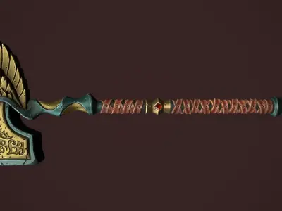 Rune two handed hammer Low-poly 3D model