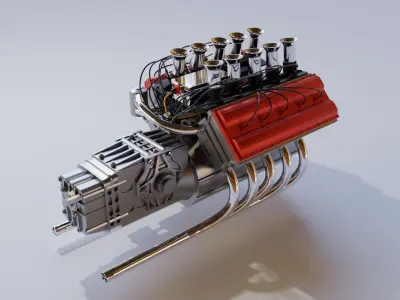 V10 car engine 3D model 3D model