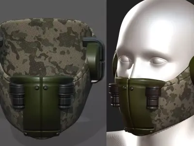 Gas mask respirator futuristic fantasy plastic  Low-poly 3D model