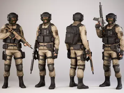 Casual Soldier 08 Low-poly 3D model