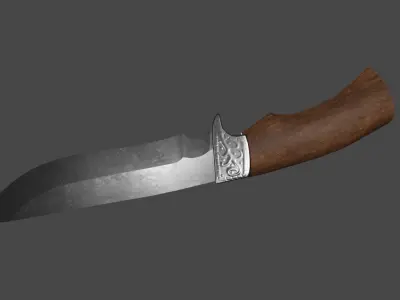 Hunting knife Low-poly 3D model 8