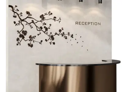 Japanese Bronze Reception with Flowers 3D model