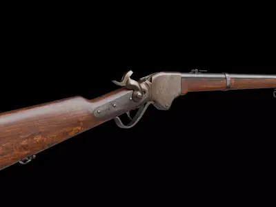 Spencer Repeating Rifle and Ammunition Set Low-poly 3D model