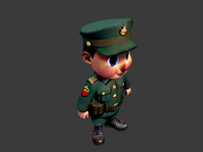 World War I Commander Low-poly 3D model