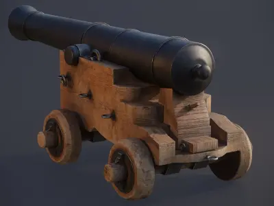 Heavy Ship Cannon 17th Century Low-poly 3D model