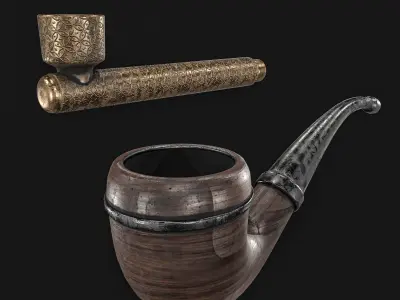 Smoking Pipe Packs Low-poly 3D model