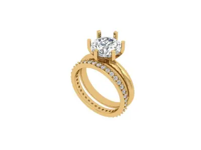 Solitair Ring Bridal Set 3D print model 31