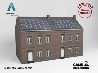 Solar installation building 2 Low-poly 3D model