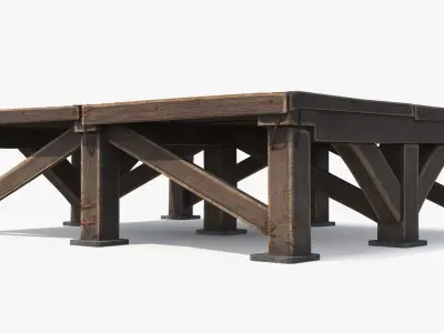 Old Timber Podium Reinforced Frame 3D model