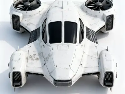 Realistic Sci-Fi VTOL Hovercraft 3D Model Low-poly 3D model