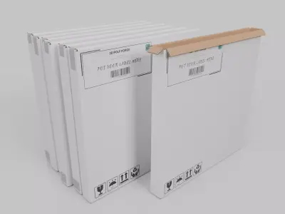 White Cardboard Box R-055 - Rigged and Customizable Low-poly 3D model