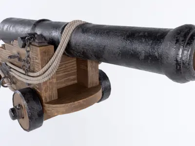 Pirate Ship Cannon Low-poly 3D model purchase