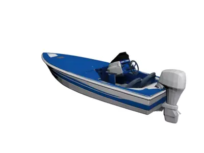 Generic Bass Boat Low Poly Fishing Boat Watercraft Low-poly 3D model