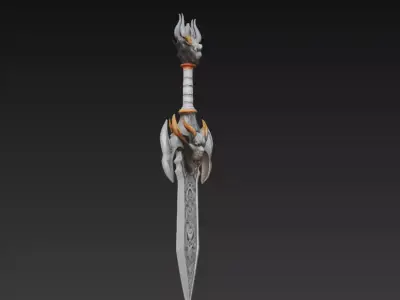 Ashhorn Doomblade - Infernal Skull War Sword Low-poly 3D model