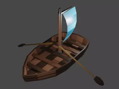 Boat for game low Poly  Low-poly 3D model
