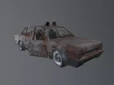 Post Apocalyptic Destroyed Abandoned Car Low-poly 3D model
