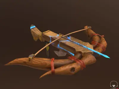 Crossbow bow and arrow with lights Low-poly 3D model