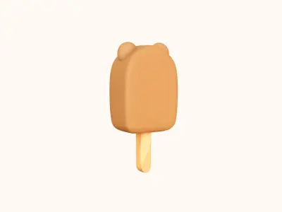 LowPoly Kawaii Bear Ice Cream Low-poly 3D model