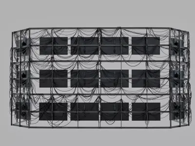 Multi Screen Display Wall Setup Low-poly 3D model