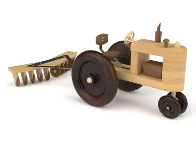 Wooden toy tractor 11 3D model