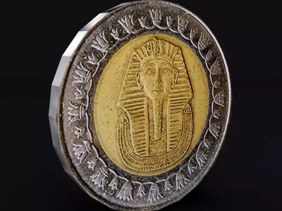 Egyptian One Pound Coin Low-poly 3D model