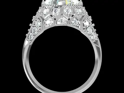 Solitaire Engagement Art Deco Ring 3D print model 54