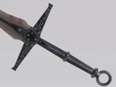 Dragon  Bone Two Handed Bon Sword Low-poly 3D model
