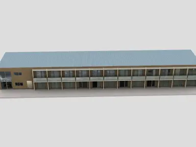 Realistic European City Block Building 23 Low-poly 3D model