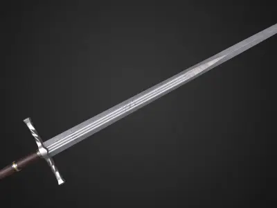 Medieval sword Low-poly 3D model 13