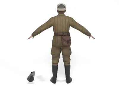 Soviet soldier Low-poly 3D model